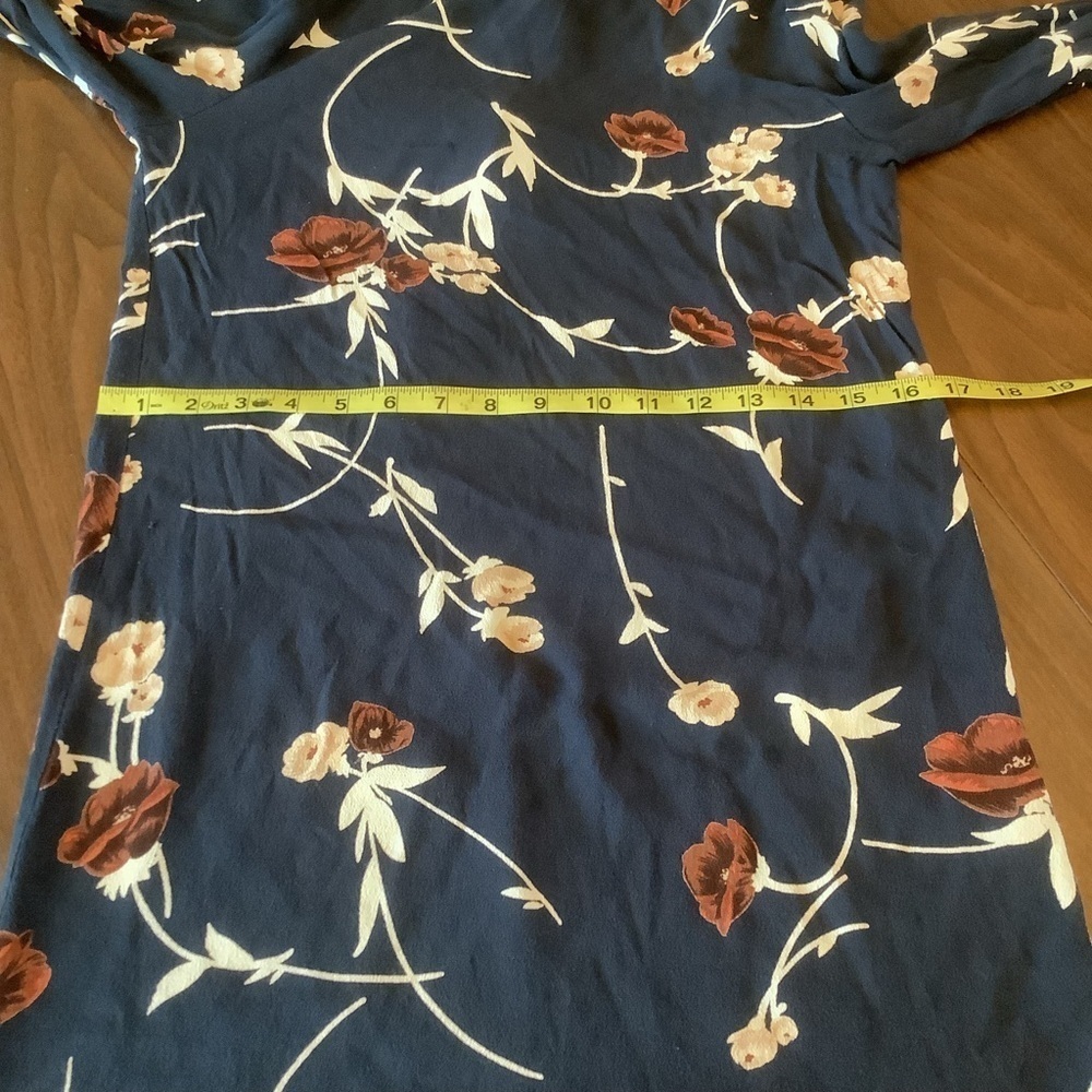 GANNI Navy Floral Mini Dress Size M Long Sleeve Scandi Cool Girl - Picture 6 of 10